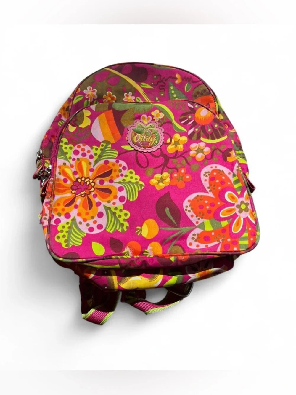 Oilily VTG Y2K Multicolor Pink Floral Kids Backpack fuchsia school bag GUC